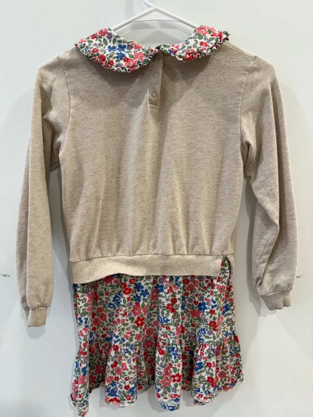 Mini Boden - Oatmeal Berry Floral 2-in-1 Collared Sweatshirt Dress, Size 8-9y